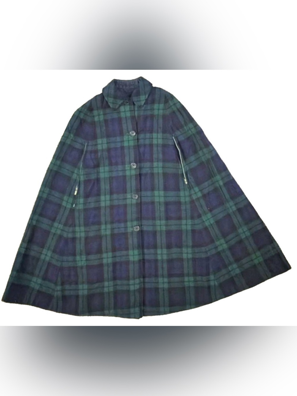 Burberry Vintage 1960s Reversible Trench Gabardine and Wool Plaid Cape Coat